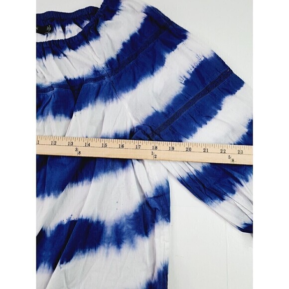 Lauren Ralph Lauren Womens Vanuela Blue Tie-Dye Peasant Top Shirt Size L - Picture 4 of 6